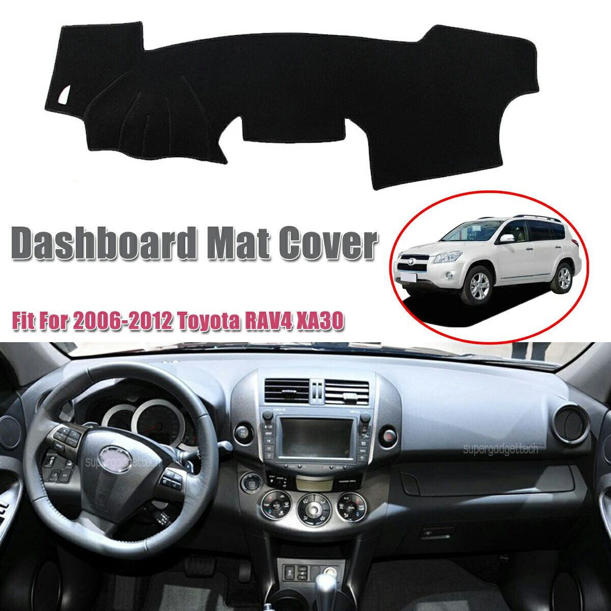 For Toyota Rav4 2006-2012 Console Dashboard Suede Mat Protector Sunshield Cover