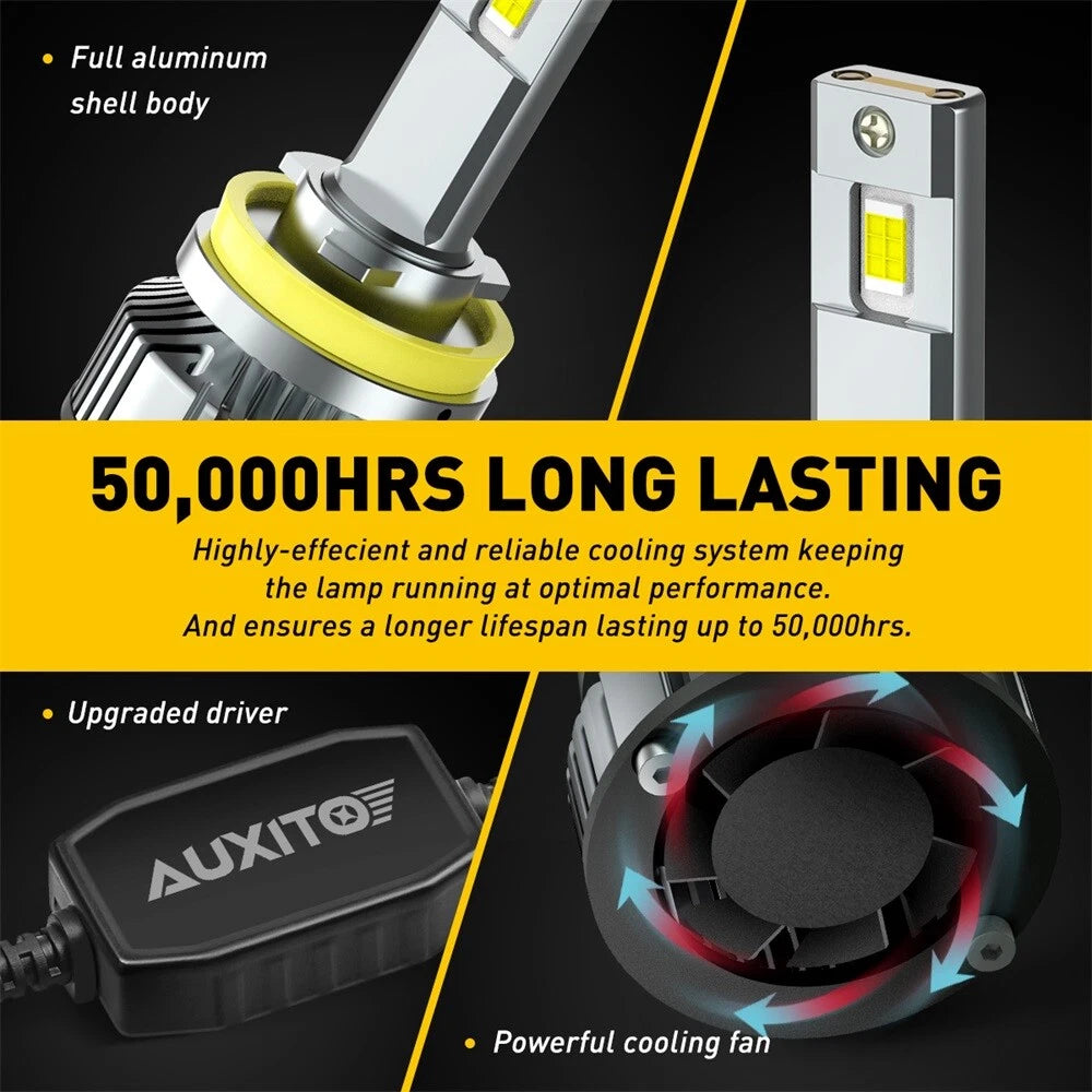 AUXITO LED Headlight H11 Low Beam Bulb Canbus Kit 24000LM Ultra Bright Y19 EOA AUXITO