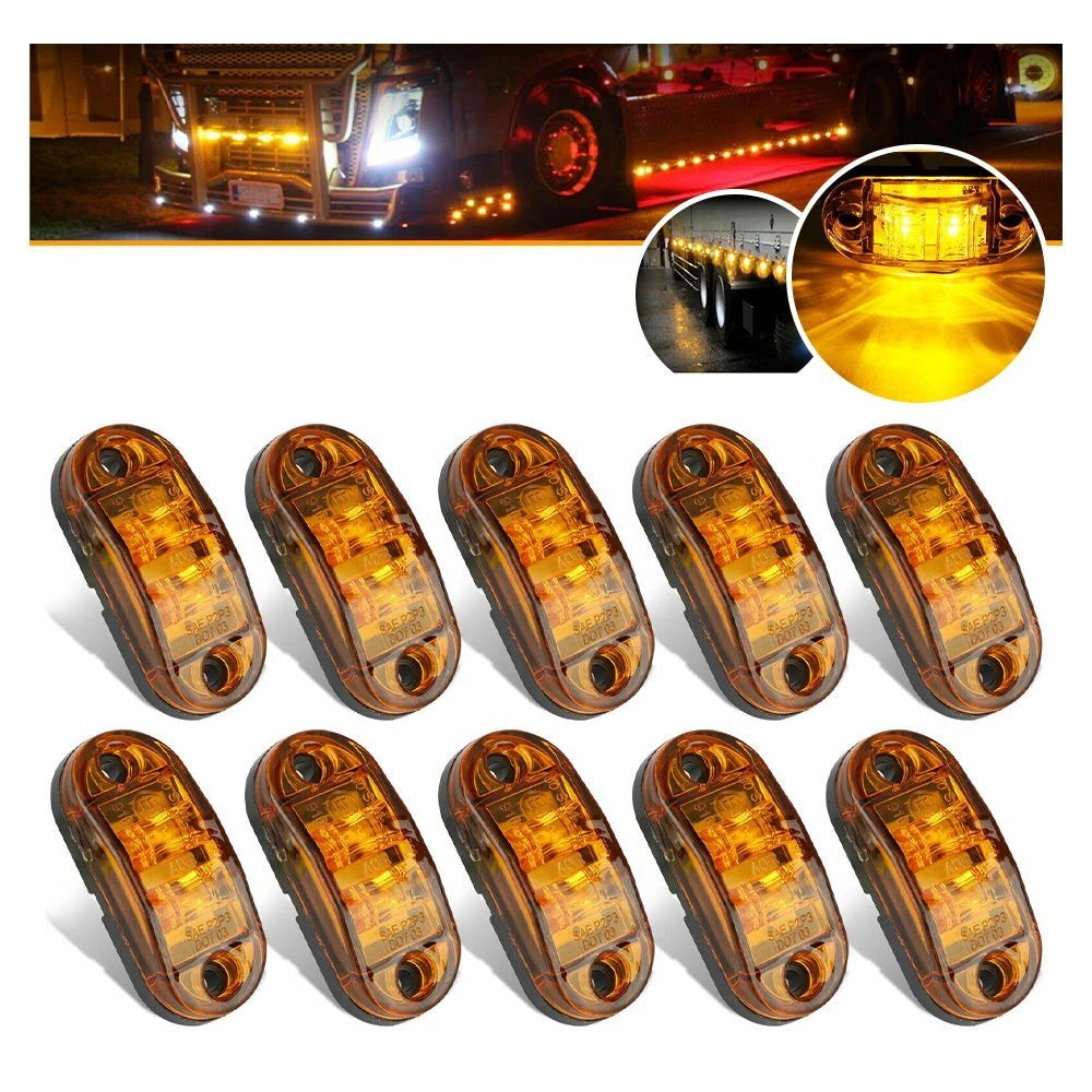 10pcs Amber LED 2.5" Truck Car Trailer RV Side Marker Clearance Lights Lamps EOA 6B93BC-57