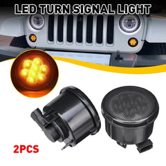 Front Amber LED Turn Lights Signal for Jeep Wrangler 2007-2018 JK (Smoke Lens) 6B93BC-57