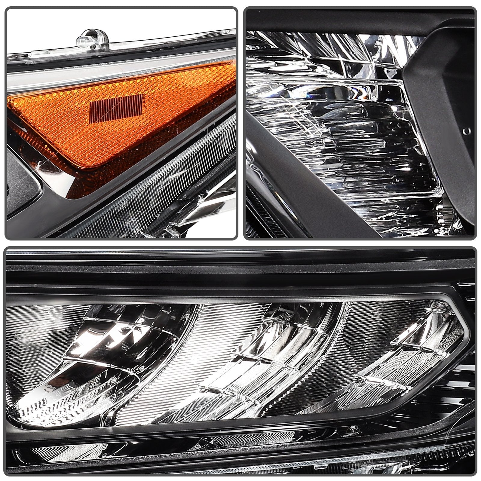 Pair Kit LED Headlights Assembly For 2019-2021 Toyota RAV4 2.5L Black Amber 6B93BC-57