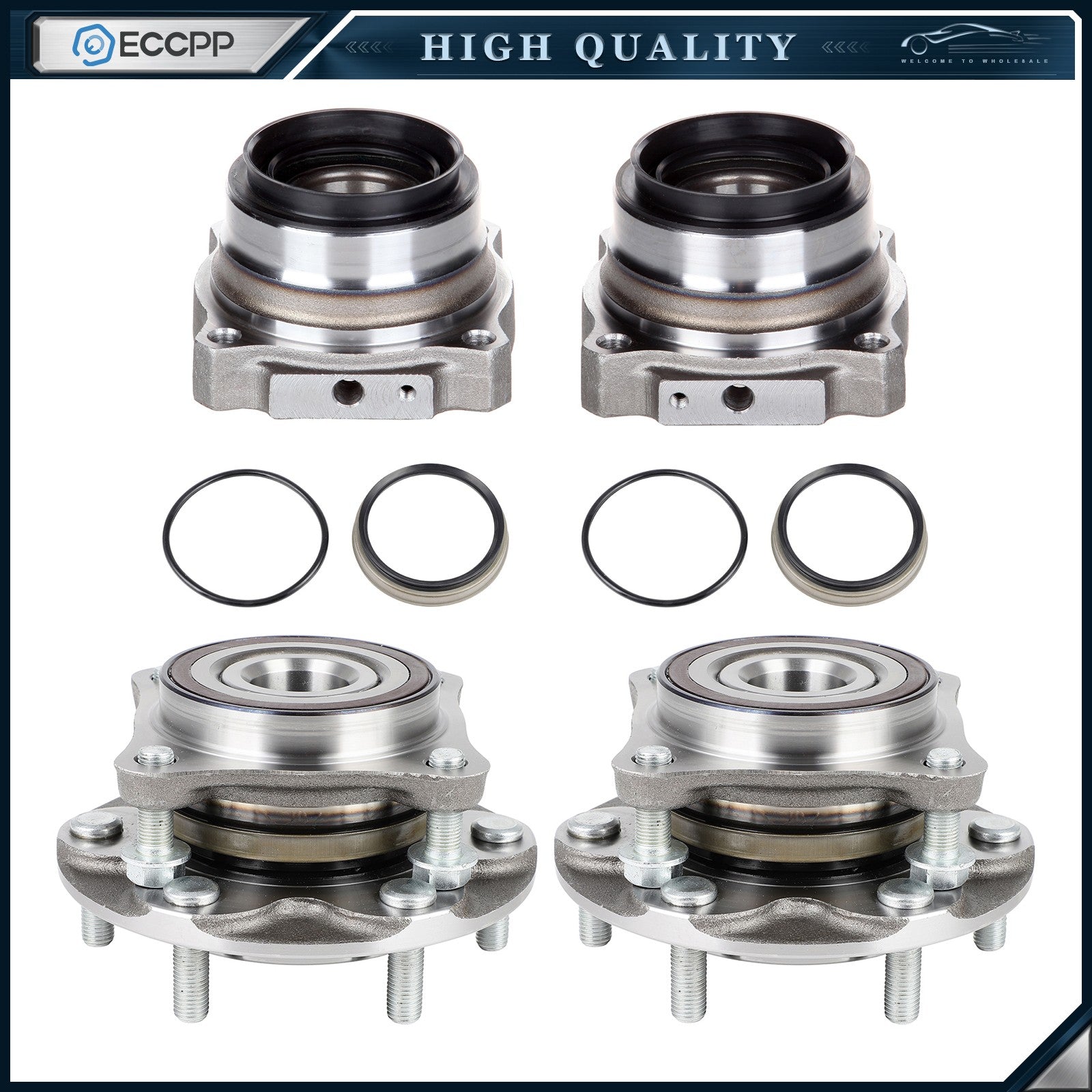 4 Pcs Front & Rear Wheel Hub Bearings For Toyota Tacoma 2005-2021 4WD 6 Lug Only 6B93BC-57