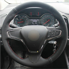 Top Leather Steering Wheel Hand-stitch on Wrap Cover For Chevy Cruze Volt