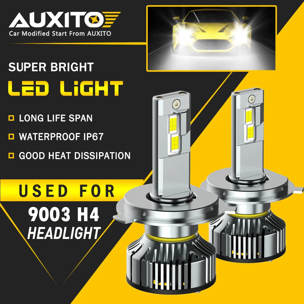 AUXITO H4 9003 LED High Low Beam Headlight Bulbs 6500K White 24000LM Bright Y19 AUXITO