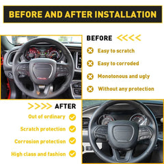 Carbon Fiber Steering Wheel Trim Cover for 15+ Dodge Challenger Charger USEOA 6B93BC-57