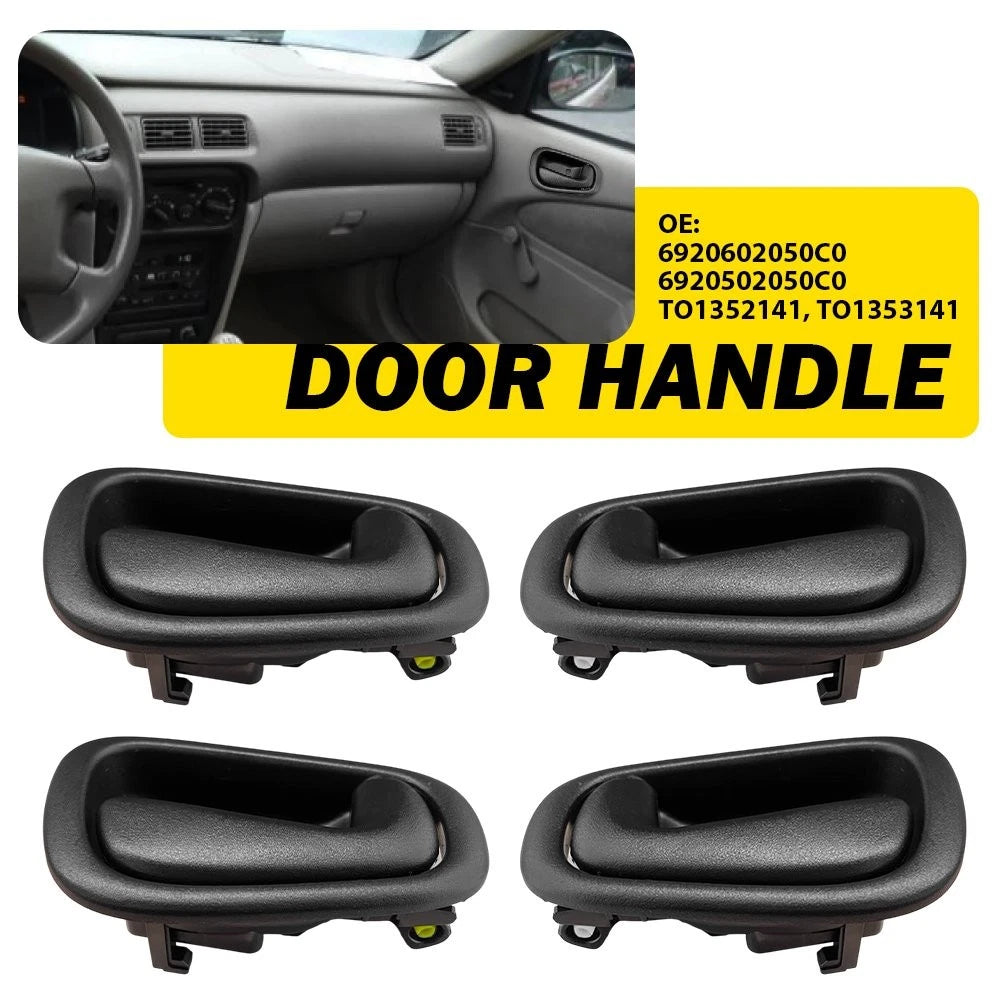 4PC Interior Door Handle For 1998-2002 Toyota Corolla/Chevrolet Prizm Black EOA 6B93BC-57