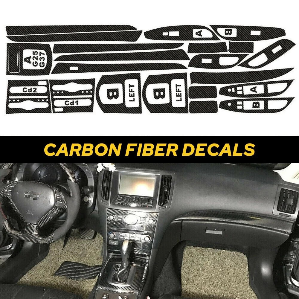 For Infiniti G25 G37 4 Doors 3D Carbon Fiber Pattern Interior DIY Trim Decal EOA 6B93BC-57