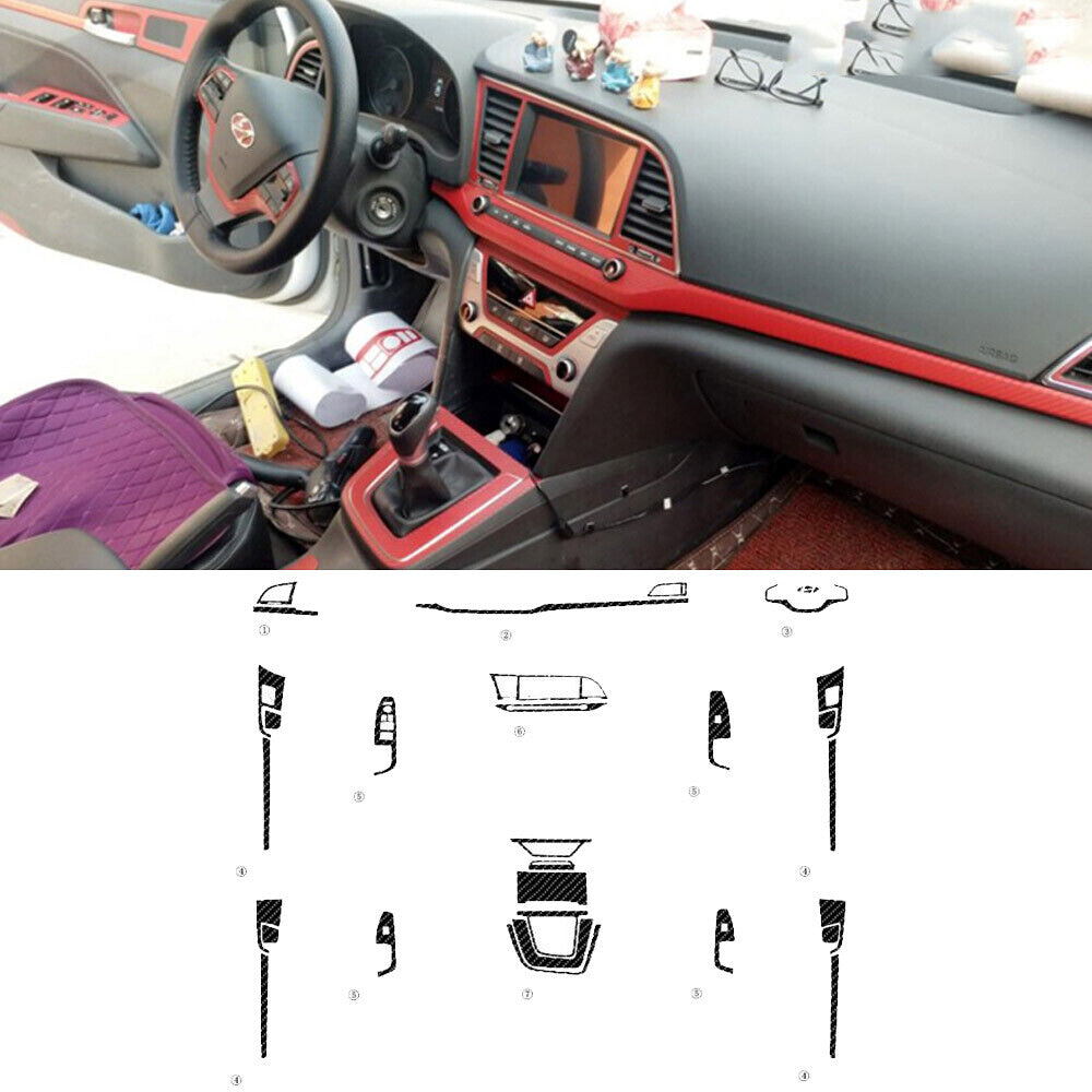 Interior Center Console Red Color Molding Sticker For Hyundai Elantra 2016-2020