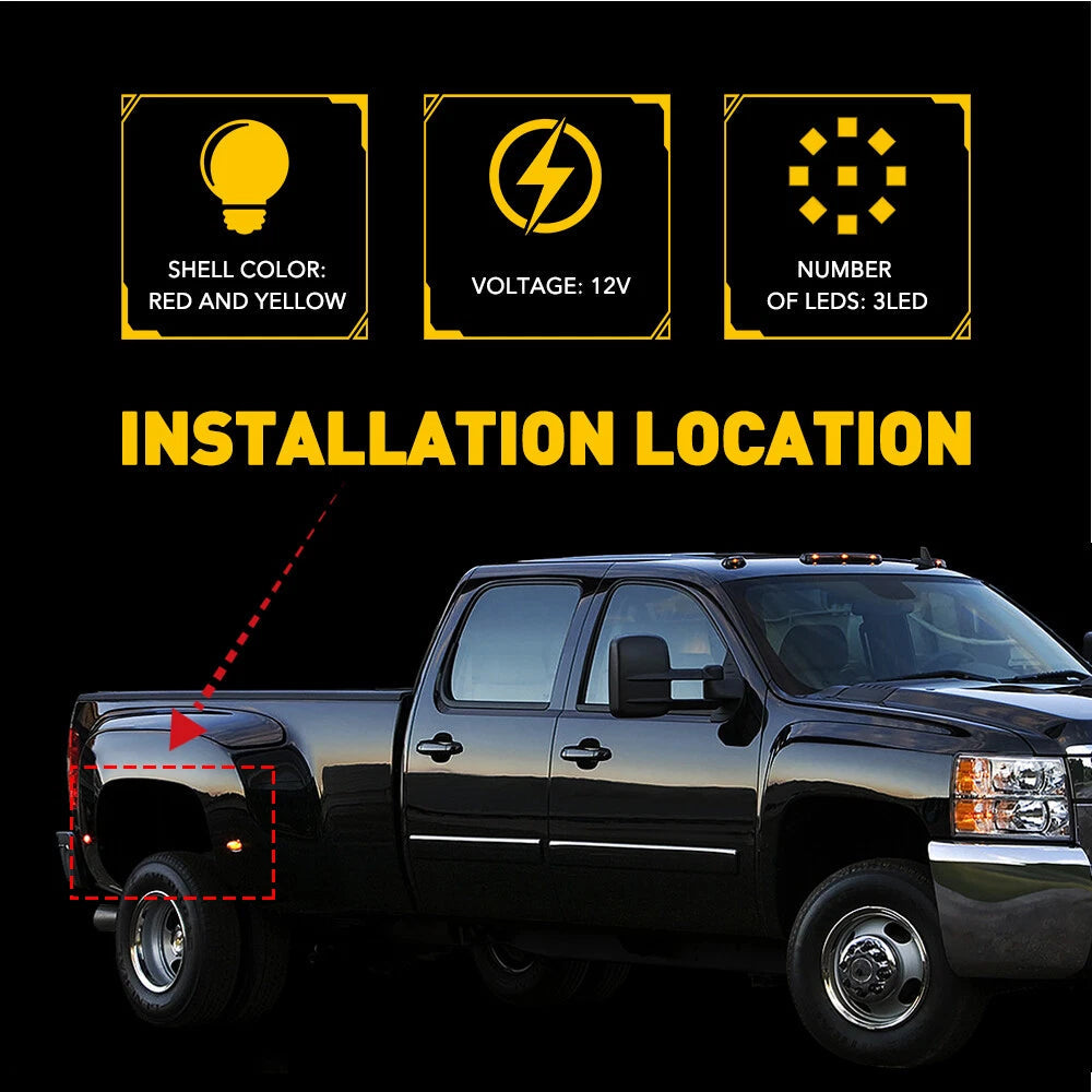 For 03-18 Dodge Ram 3500 2500 Dually Rear Fender Bed Marker Side LED Lights EXE 6B93BC-57