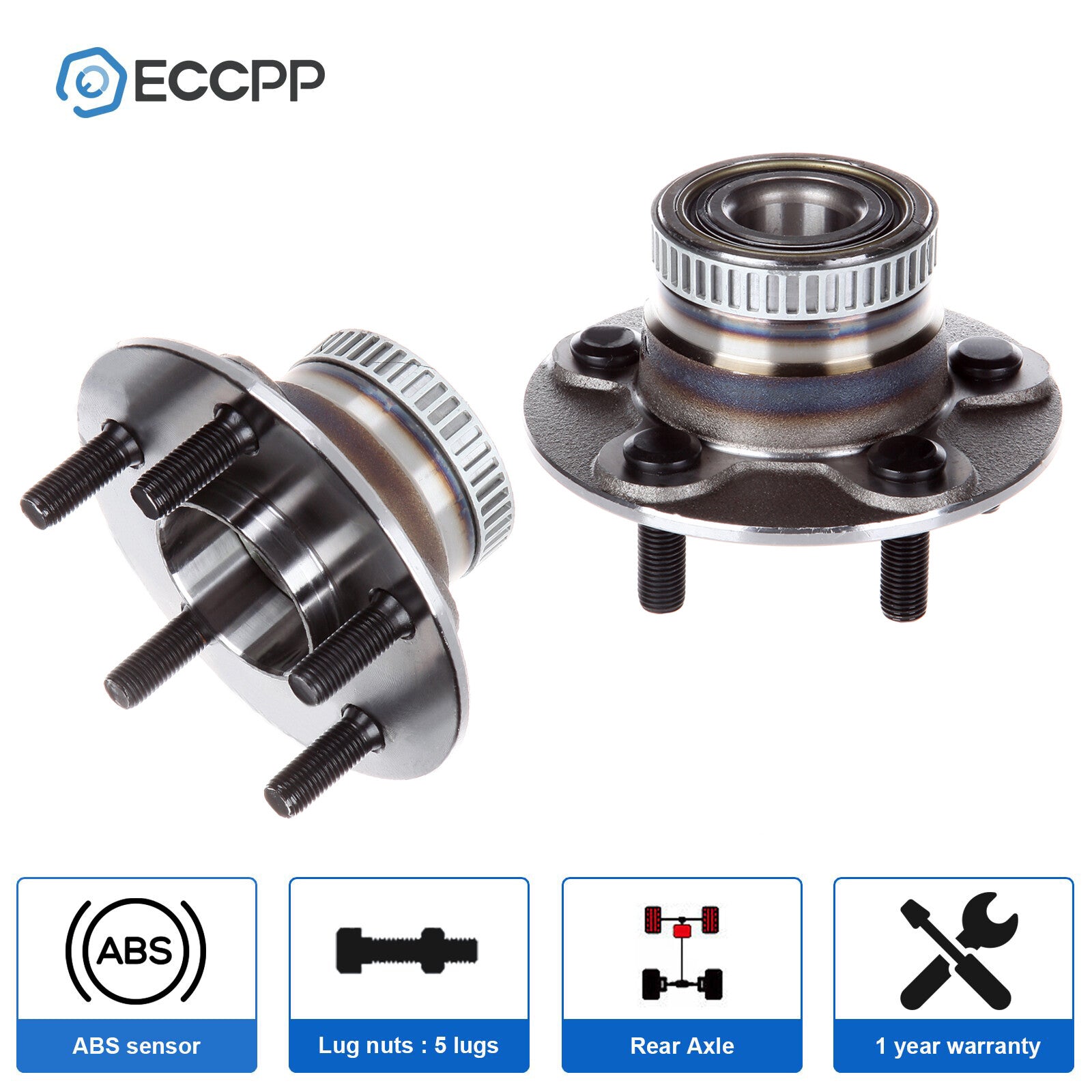 2Pcs Wheel Hub Bearings Rear For Dodge Neon Chrysler PT Cruiser Plymouth W/ ABS 6B93BC-57