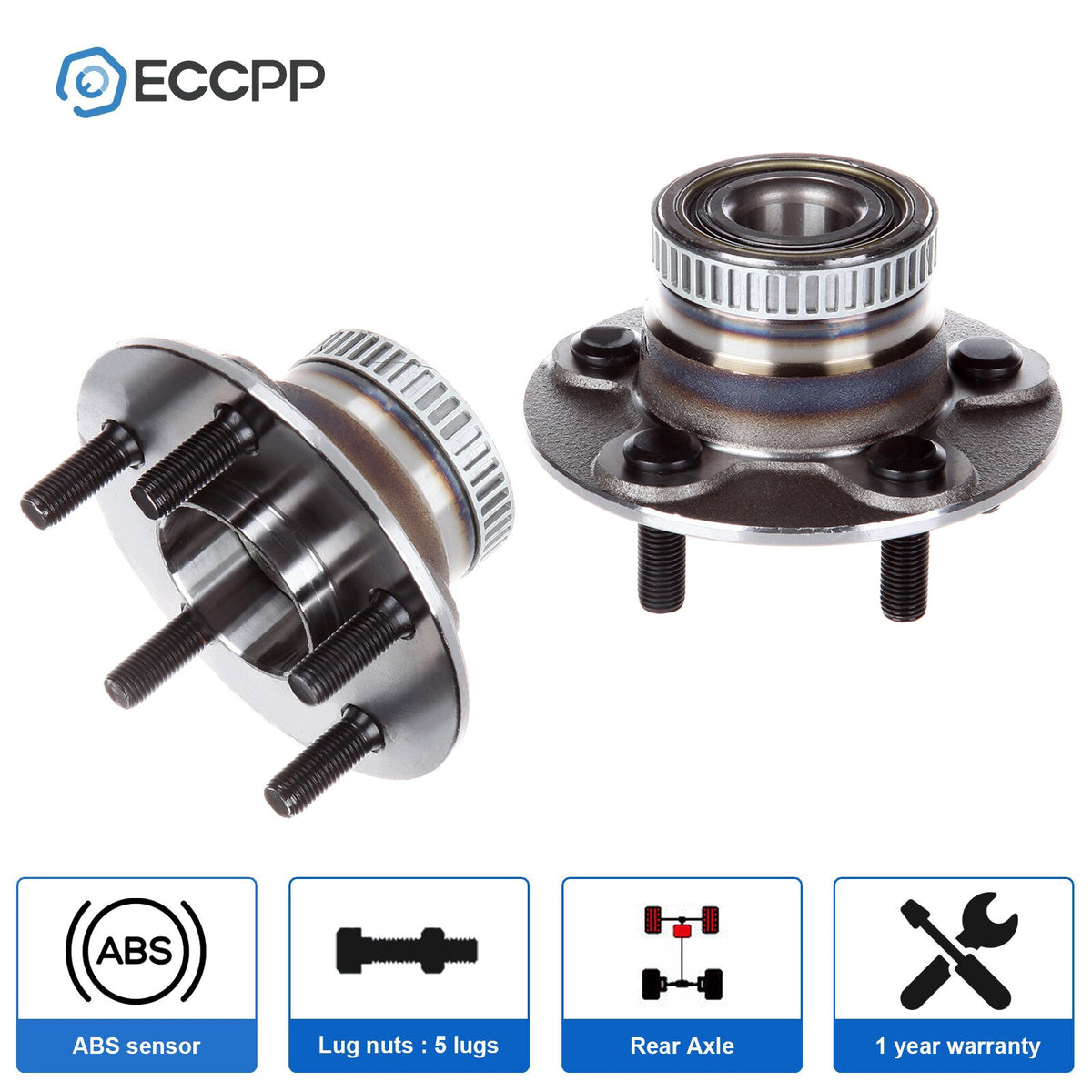 2Pcs Wheel Hub Bearings Rear For Dodge Neon Chrysler PT Cruiser Plymouth W/ ABS 6B93BC-57