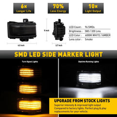 Smoked Switchback Mirror LED Towing Mirror Light Pair 17-22 For Ford Super Duty 6B93BC-57