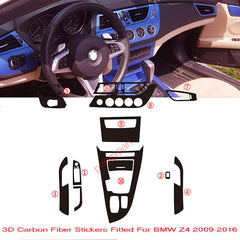 Interior Center Console Carbon Fiber Molding Sticker Decals For BMW Z4