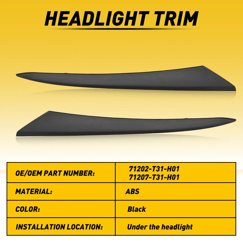 Headlight Molding Trim Lower Filler Pair LH RH For 2022-2024 Honda Civic 4DR EOA 6B93BC-57