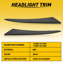 Headlight Molding Trim Lower Filler Pair LH RH For 2022-2024 Honda Civic 4DR EOA 6B93BC-57