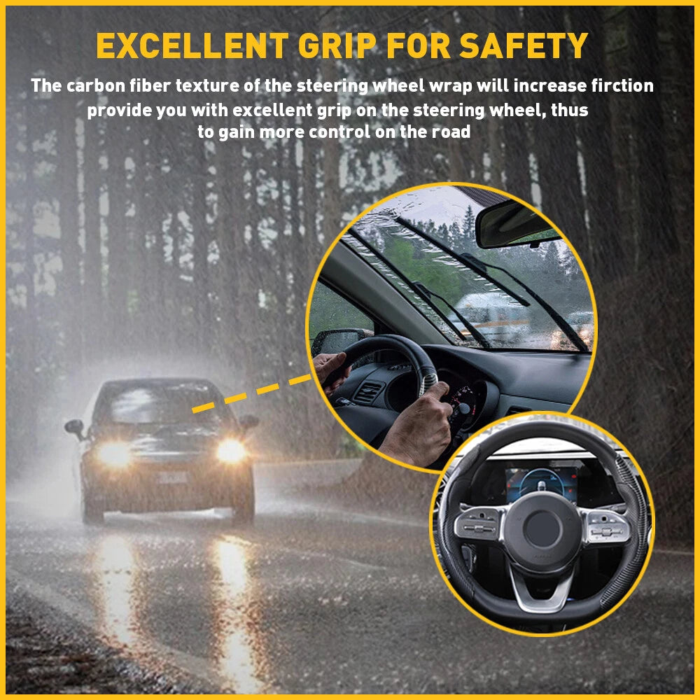 Carbon Fiber Car Steering Wheel Booster Cover Car Accessories For 15"/37-38CM EA 6B93BC-57