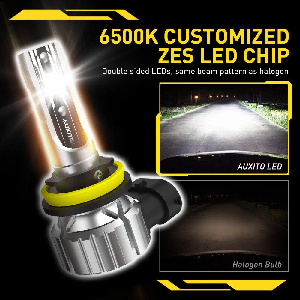 2X AUXITO H11 LED Headlight Kit Bulbs High Low Beam Super White 40000LM E2 EOA AUXITO