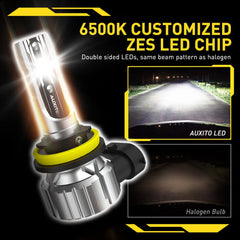 2X AUXITO H11 LED Headlight Kit Bulbs High Low Beam Super White 40000LM E2 EOA AUXITO