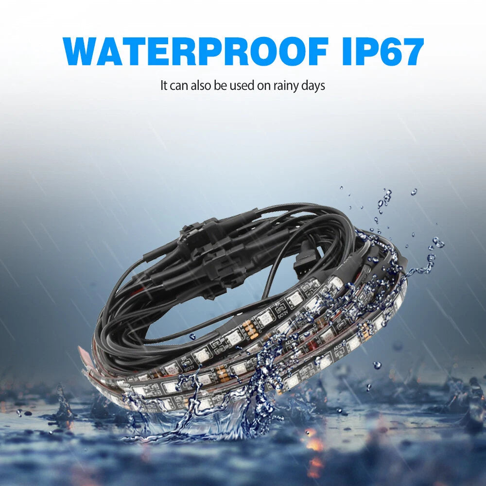 12Pcs Motorcycle RGB LED Under Waterproof Glow Lights Strip Neon Kit Remote USA 6B93BC-57