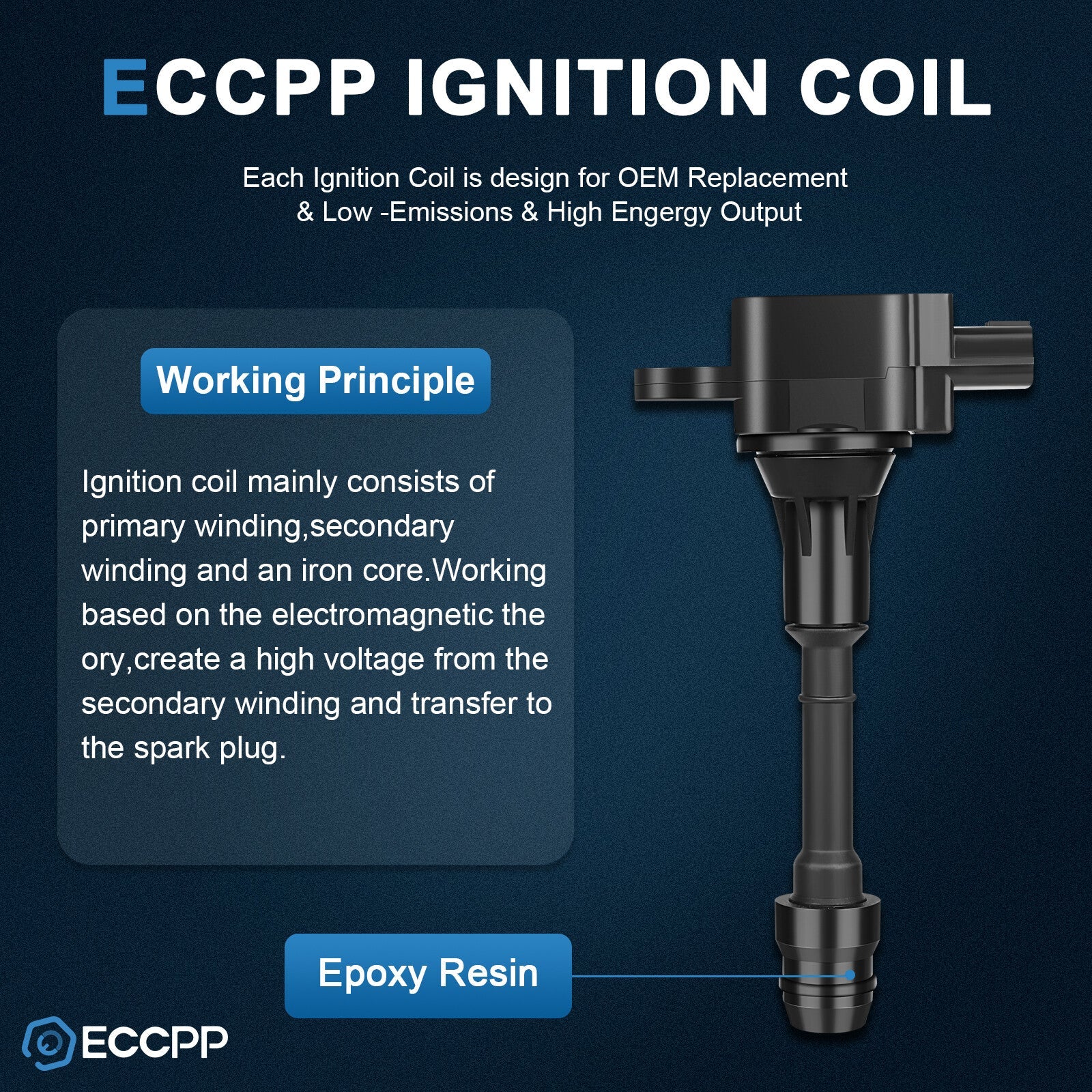 ECCPP 4 Ignition Coils For 02-06 Nissan Altima Sentra 05-06 X-Trail 2.5L L4 6B93BC-57
