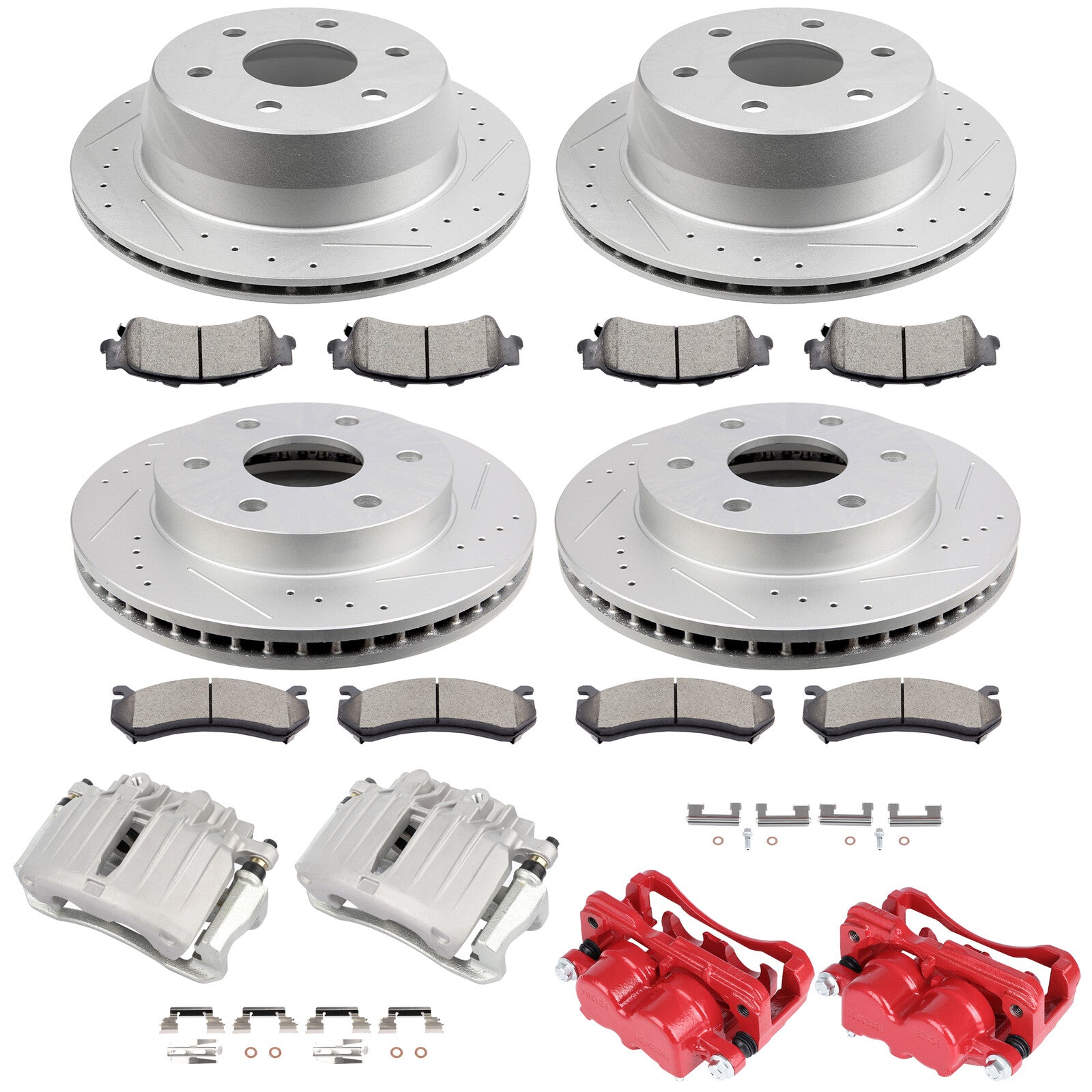 Front Rear Left Right Brake Calipers And Ceramic Pads For GMC Sierra Yukon 1500 6B93BC-57