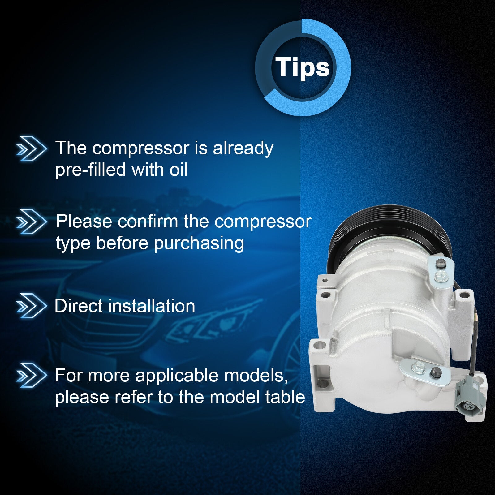 ECCPP A/C AC Compressor For 2007-2009 Mazda 3 For 2006-2007 Mazda 6 2.3L 6B93BC-57