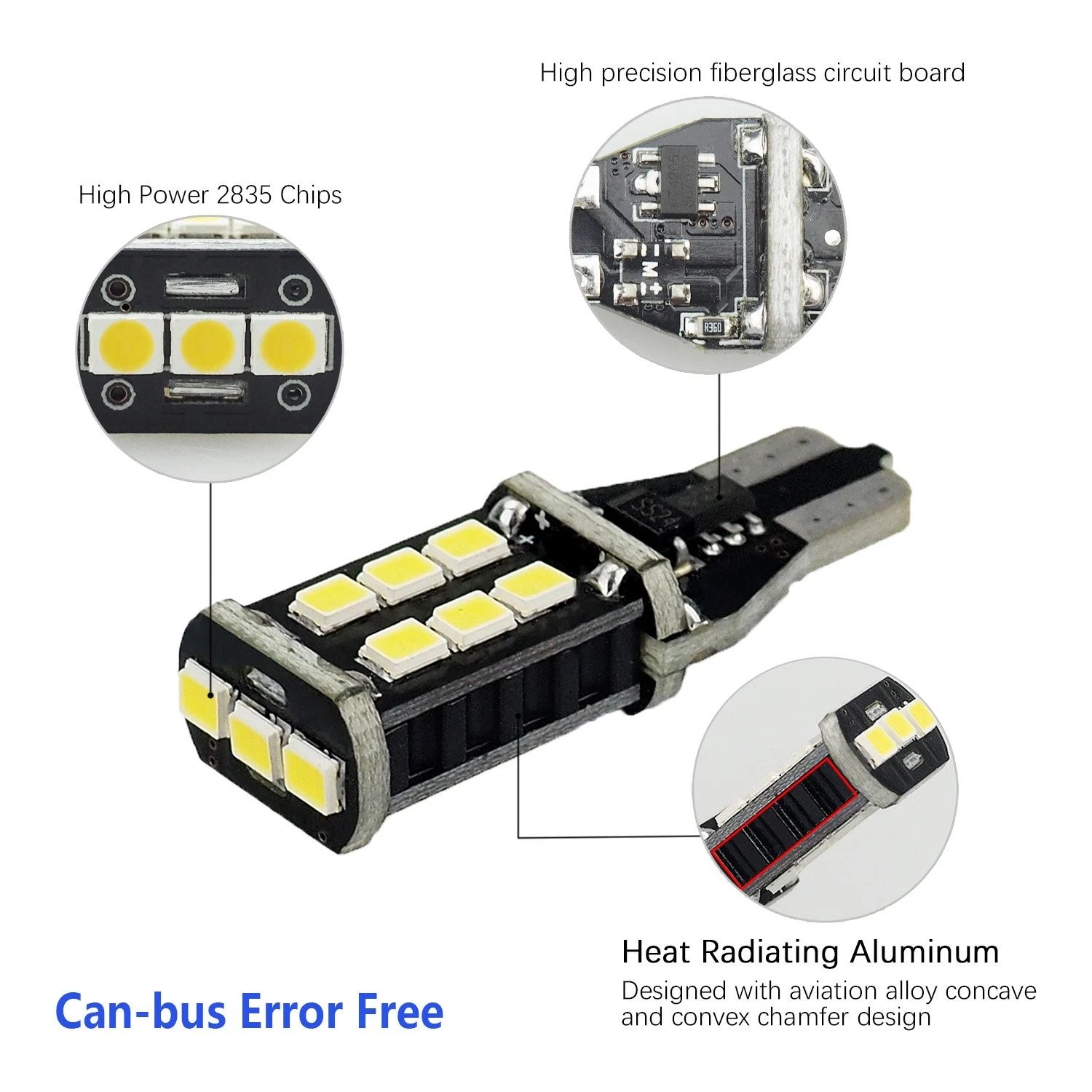 4 PC AUXITO 921 912 T15 LED Reverse Light Bulb CANBUS Error Free 1200LM White EA AUXITO
