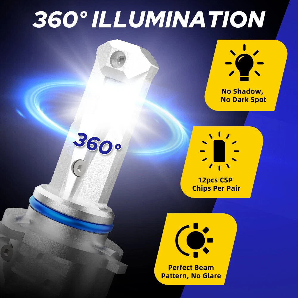 AUTOONE 2PCS 9006 hb4 LED Headlight Bulbs High Low Beam Super White 40000LM EOA 6B93BC-57