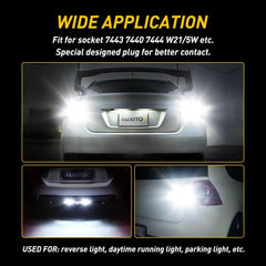 AUXITO 7443 7440 LED Reverse Backup Light White 6000K for DRL Parking Tail Bulbs AUXITO