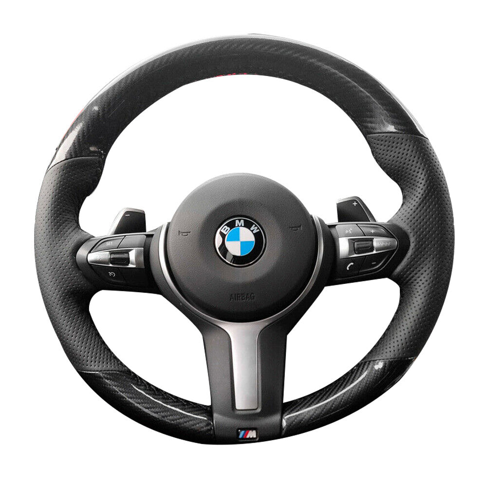 Carbon Fiber&Hole Leather Steering Wheel Hand Sewing Wrap Cover Fit For BMW X5