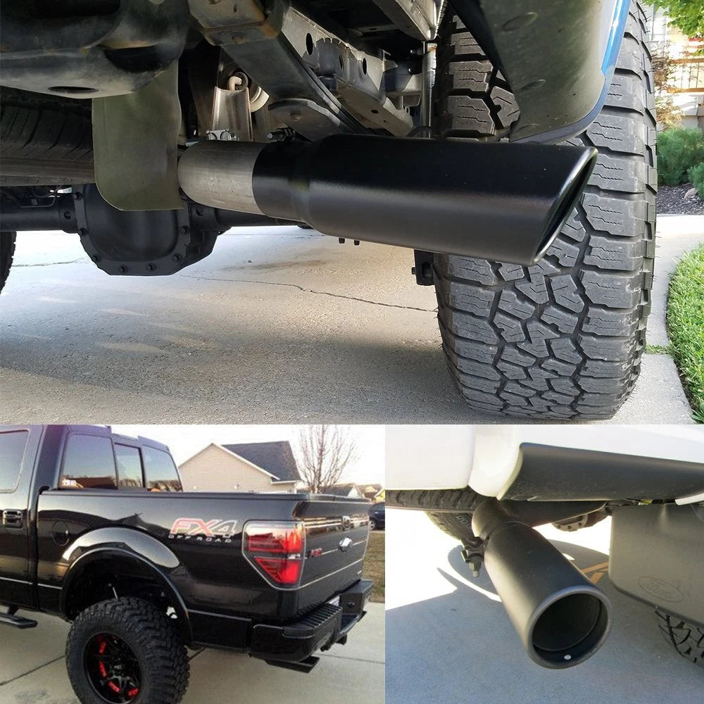Car Exhaust Tip Muffler Pipe Tail Coating Stainless Steel Fit Black 1.4"-2.5" 6B93BC-57