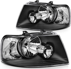 ECCPP Headlights Assembly For Ford Expedition 4.6L 5.4L 2003-2006 Pair Kit Black 6B93BC-57