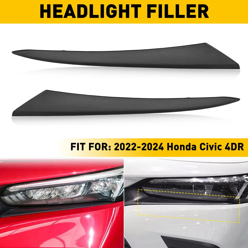 Headlight Molding Trim Lower Filler Pair LH RH For 2022-2024 Honda Civic 4DR EOA 6B93BC-57