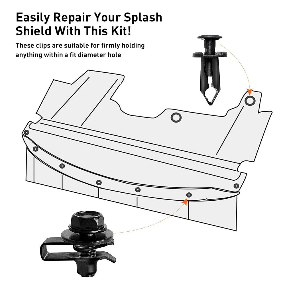 Engine Splash Shield Body Bolts Screws Fender Bumper Clip Rivets kit (28 in 1) 6B93BC-57