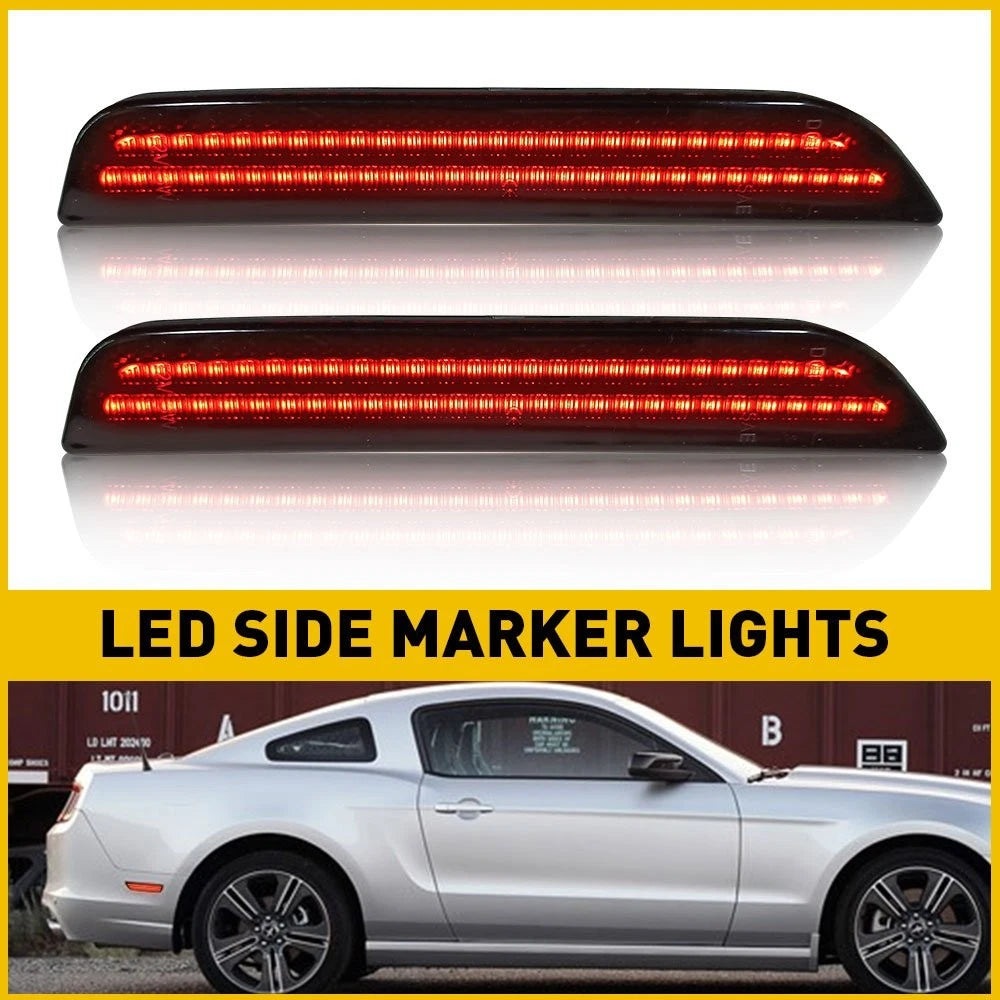 2x Red LED Rear Marker Lamps Side Reflector Lights For 2010-2014 Ford Mustang 6B93BC-57