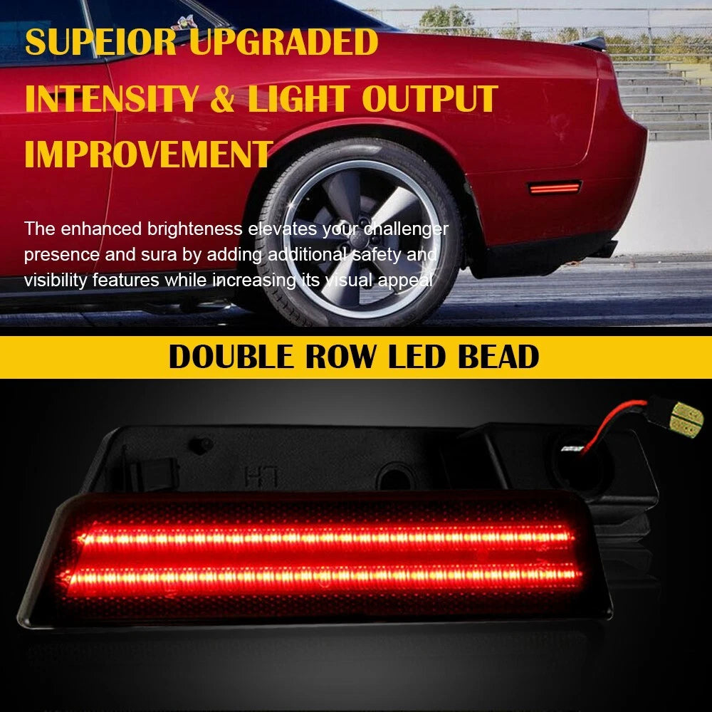 For 2011-2014 Dodge Charger Red Lens LED Rear Bumper Side Marker Light Lamp Pair 6B93BC-57