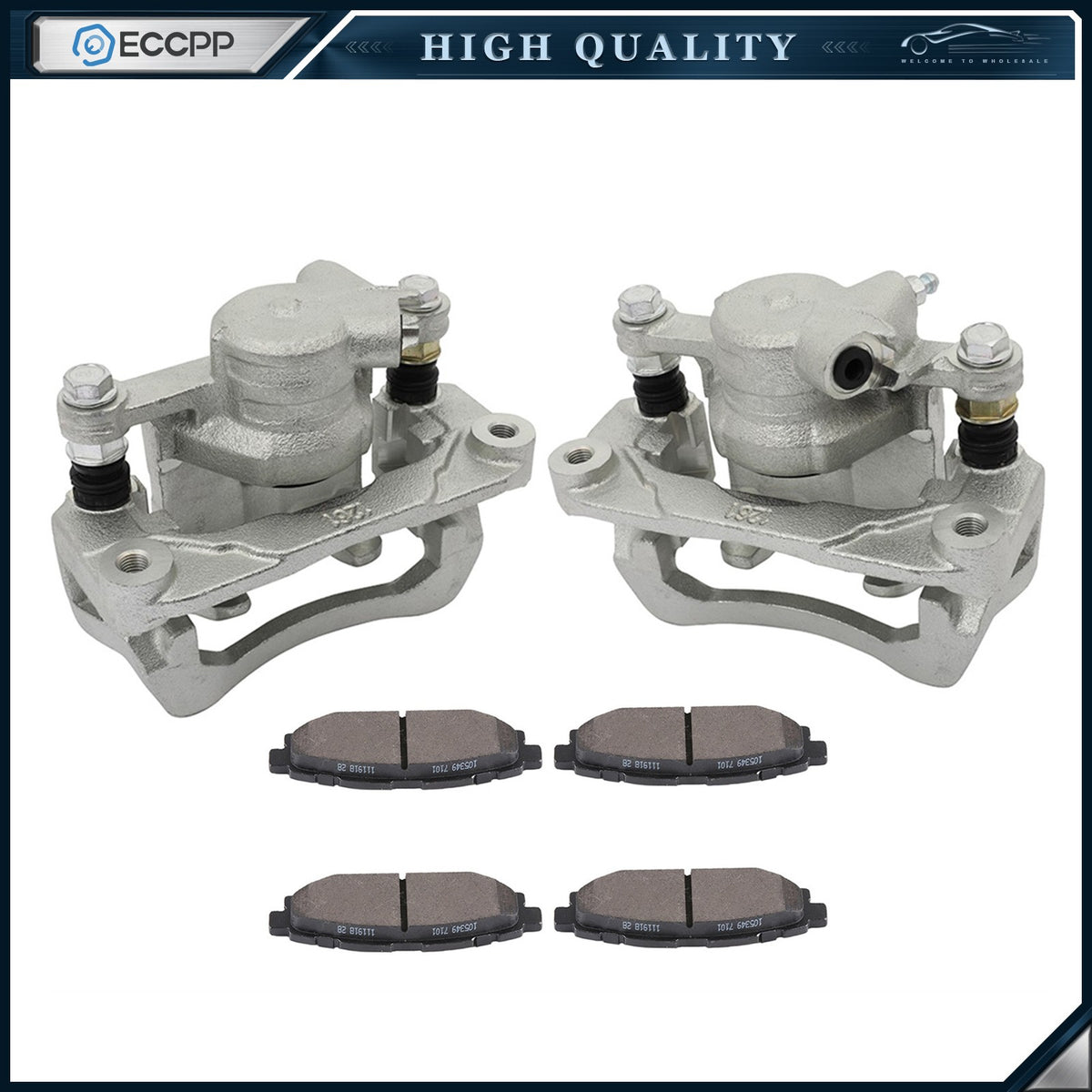 Rear Brake Calipers Brake Pads Set 6Pcs  Kit For 2008-2014 Subaru Impreza