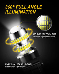 2 X 3157 3156 Super White 54SMD LED Reverse Tail Brake Signal Light Bulbs 6000K 6B93BC-57
