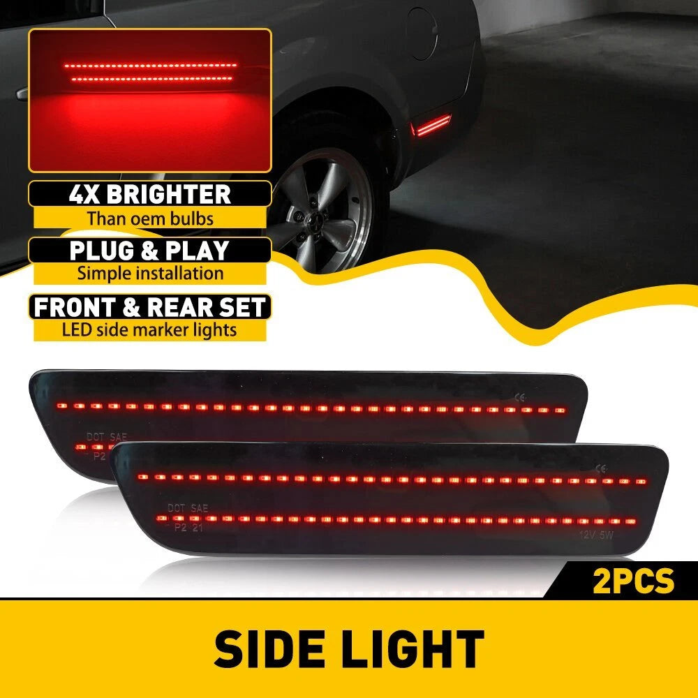Smoke Lens Red LED Rear Bumper Marker Side Light Kits For 2005-2009 Ford Mustang 6B93BC-57