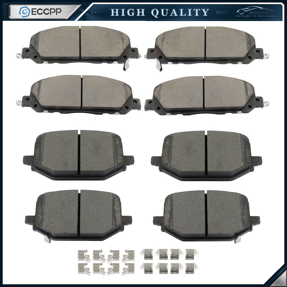Front And Rear Ceramic Brake Pads Kit For 2020 2021 2022 2023 Lincoln Ator 6B93BC-57
