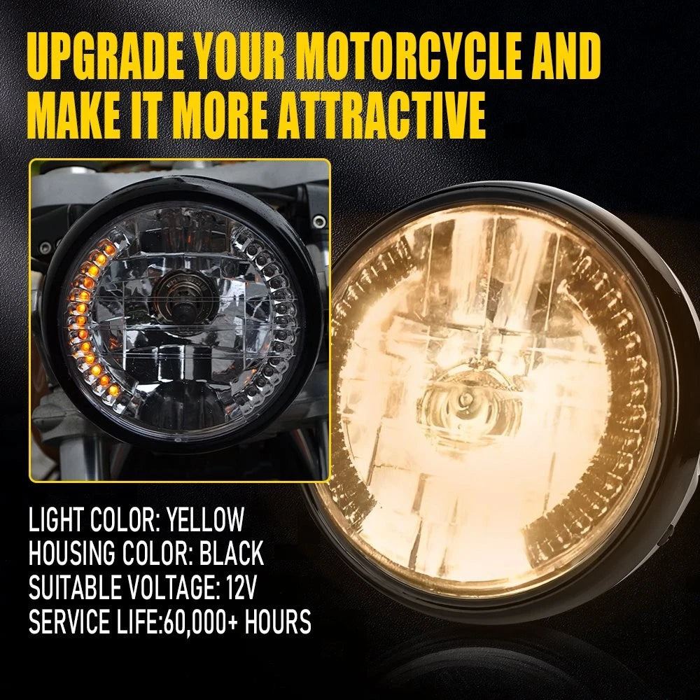 7" Motorcycle LED Headlight W/DRL Turn Signal Housing Bucket For Honda Yamaha EA 6B93BC-57