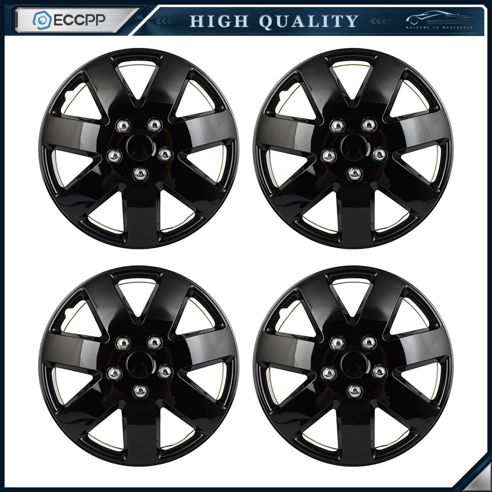 ECCPP 4X Wheel Hub Caps Snap On Silver Rim Covers For R16 Tire 5 Lug Wheel 16" ECCPP