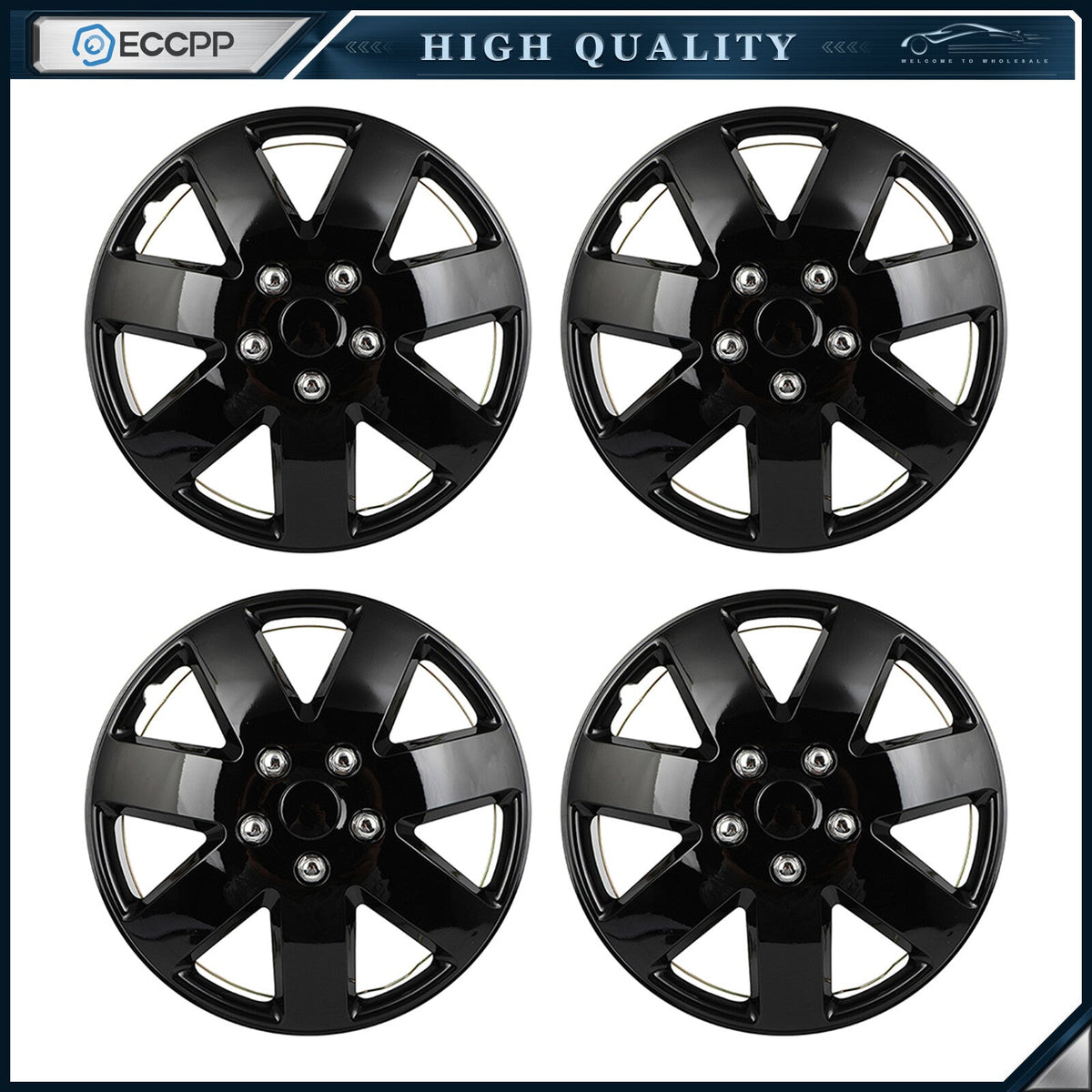 ECCPP 4X Wheel Hub Caps Snap On Silver Rim Covers For R16 Tire 5 Lug Wheel 16" ECCPP