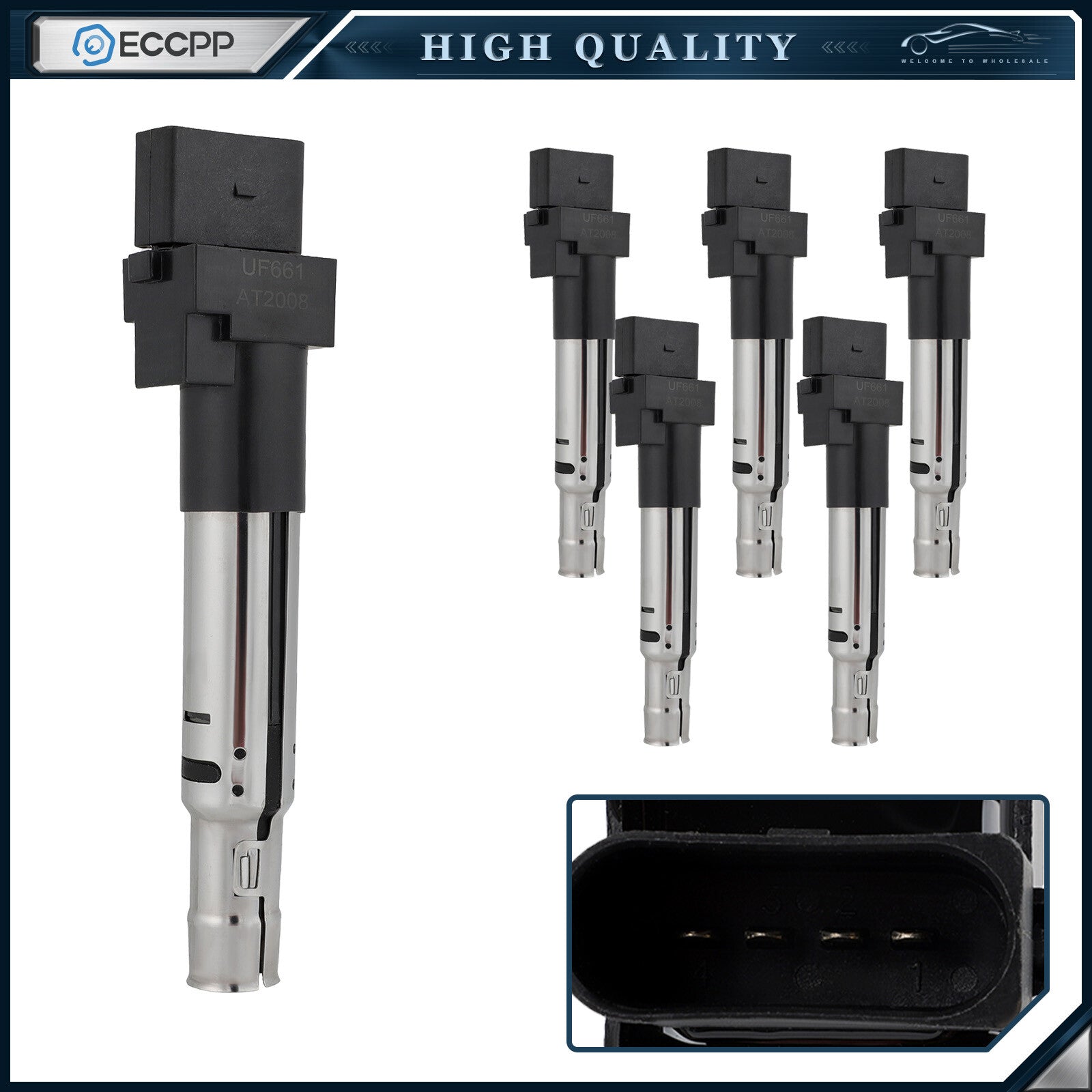 ECCPP 6 Ignition Coils For 2004-2006 Porsche Cayenne 3.2L 2008-2010 Cayenne 3.6L 6B93BC-57