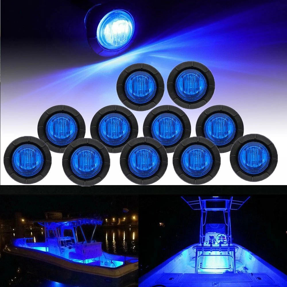 10x Round 3/4" Blue LED Clearance Marker Bullet Auto Truck Trailer Lights Lamp A 6B93BC-57