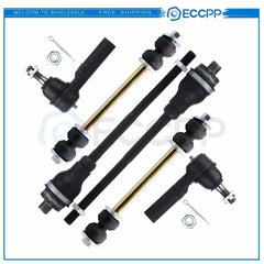 2 Inner 2 Outer Tie Rods 2 Sway Bar Link for 01-10 Chevrolet Silverado 2500 HD