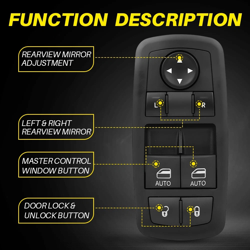 For 2015-2022 Dodge Challenger Master Window Switch Power Control Button 3 Pins 6B93BC-57