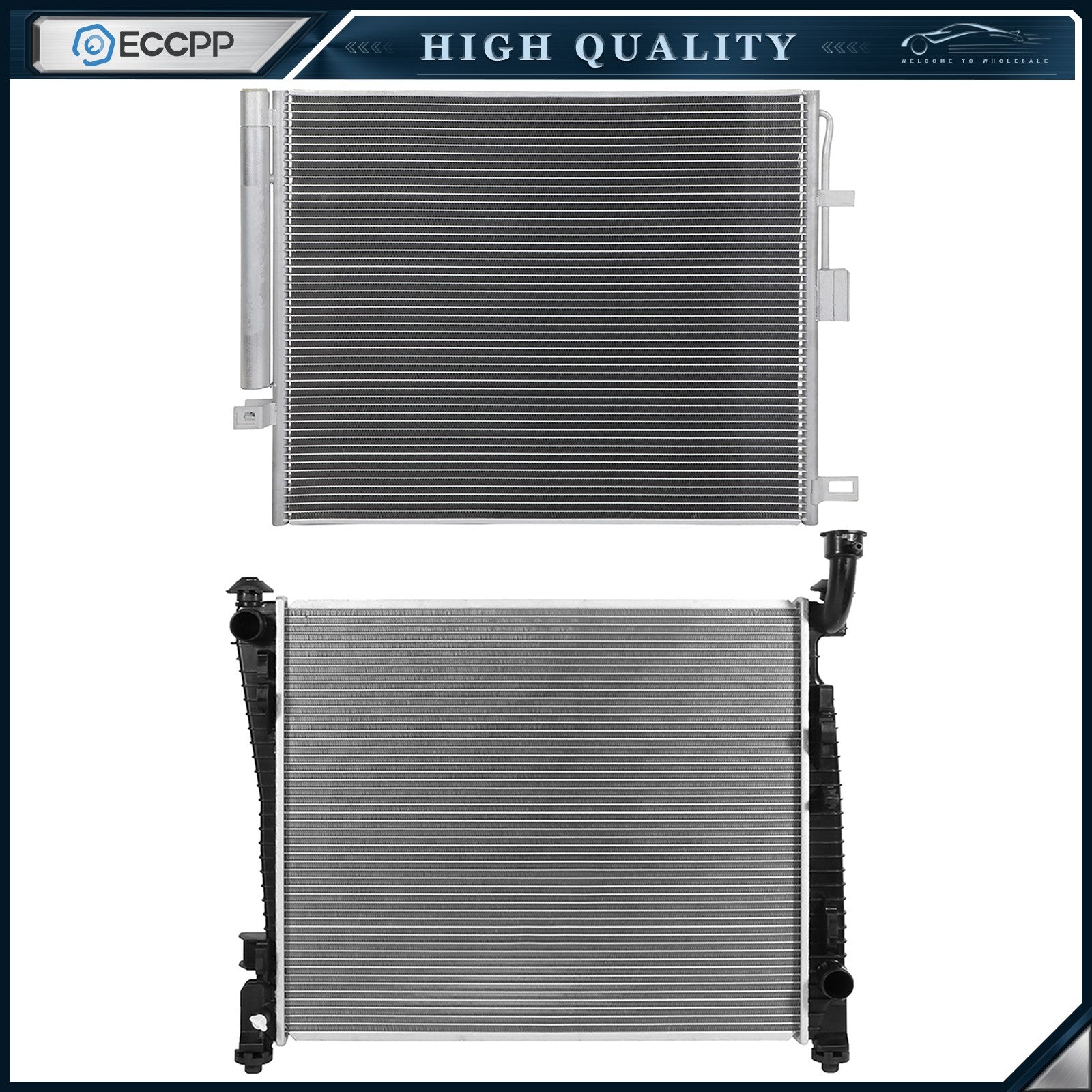 Aluminum Radiator & AC Condenser Cooling Kit For 2015 2017-2020 Dodge Durango 6B93BC-57