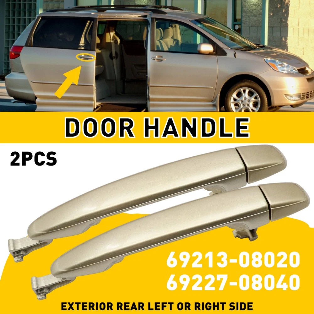2X Gold Exterior Sliding Door Handle For 04-10 Toyota Sienna Rear Left Right EOA 6B93BC-57