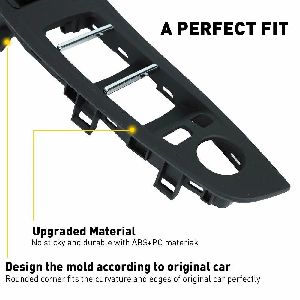 Black For 10-16 BMW 5 Series F10 F11 Inner Door Panel Handle Pull Trim Cover EOA 6B93BC-57